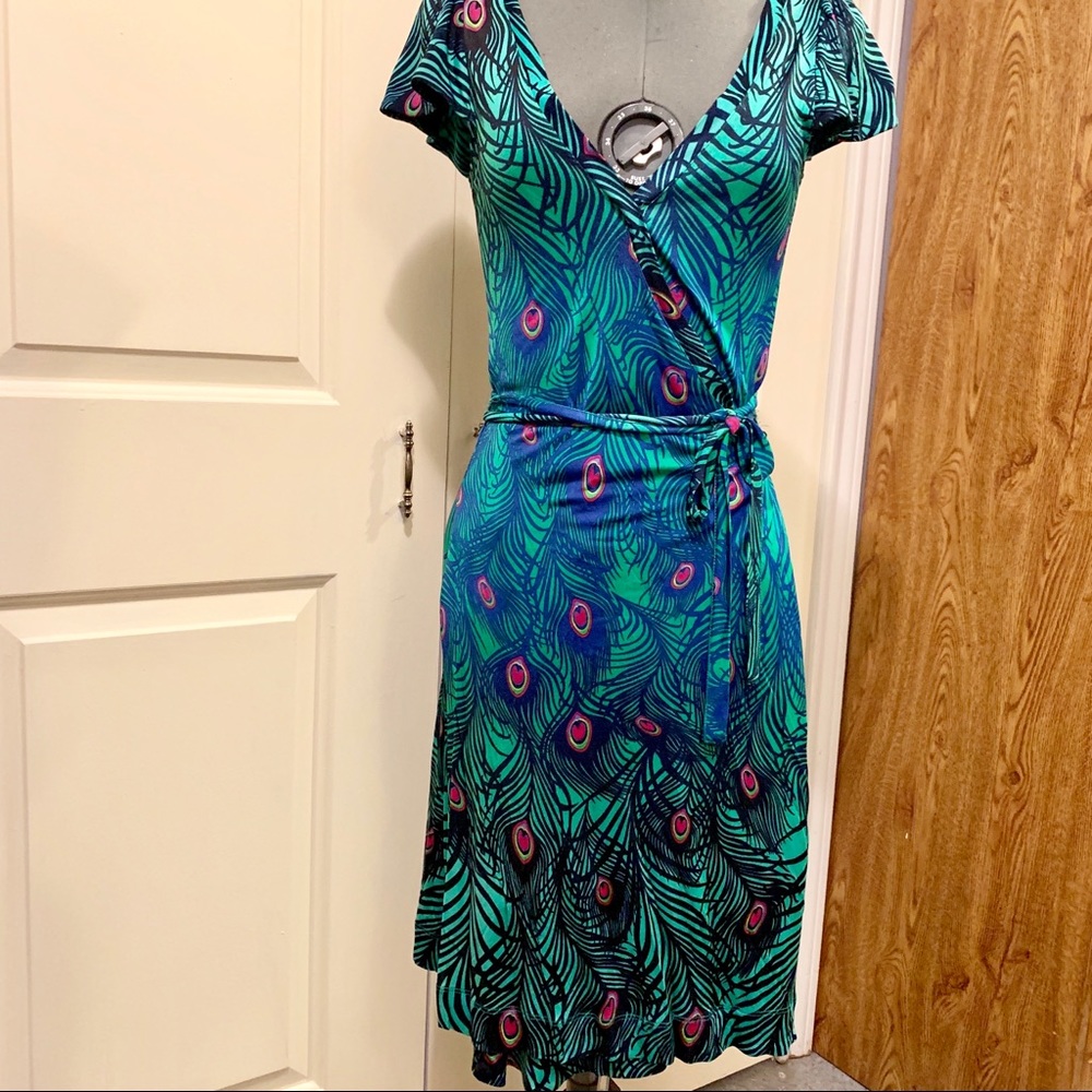 H&M Peacock Midi Wrap Dress